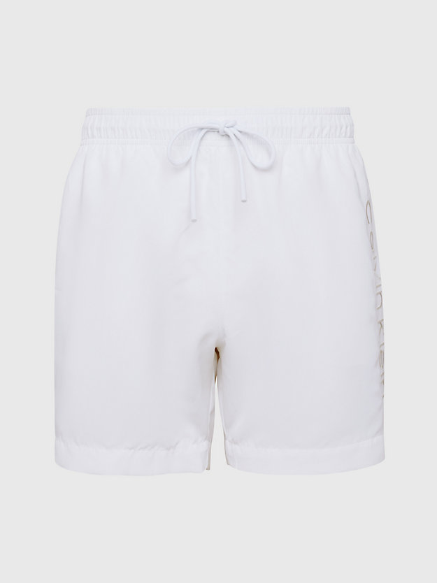 pvh classic white double waistband swim shorts - core logo for men calvin klein