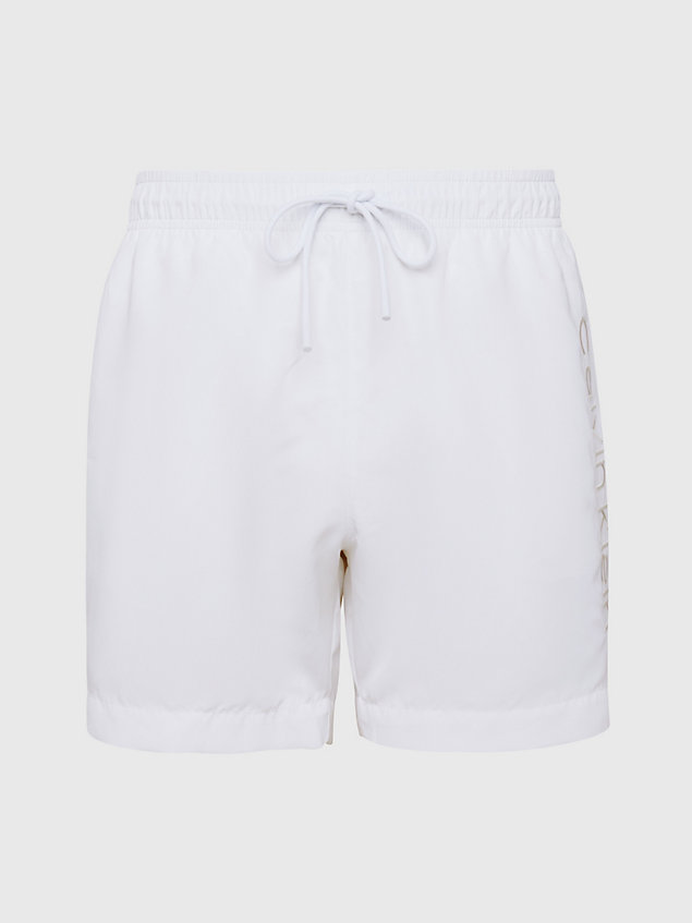 white double waistband swim shorts - core logo for men calvin klein