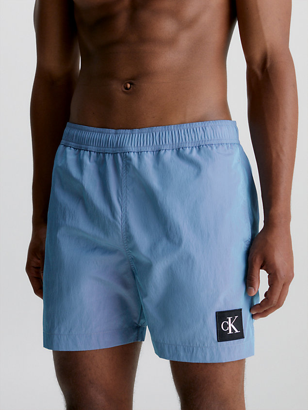 blue medium drawstring swim shorts - ck nylon for men calvin klein