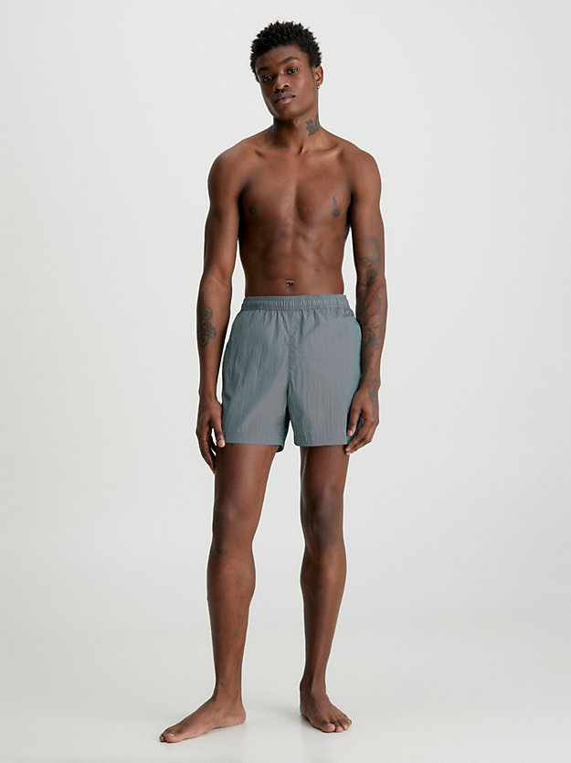 overcast grey medium drawstring swim shorts - ck nylon for men calvin klein