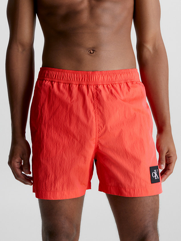 orange medium drawstring swim shorts - ck nylon for men calvin klein