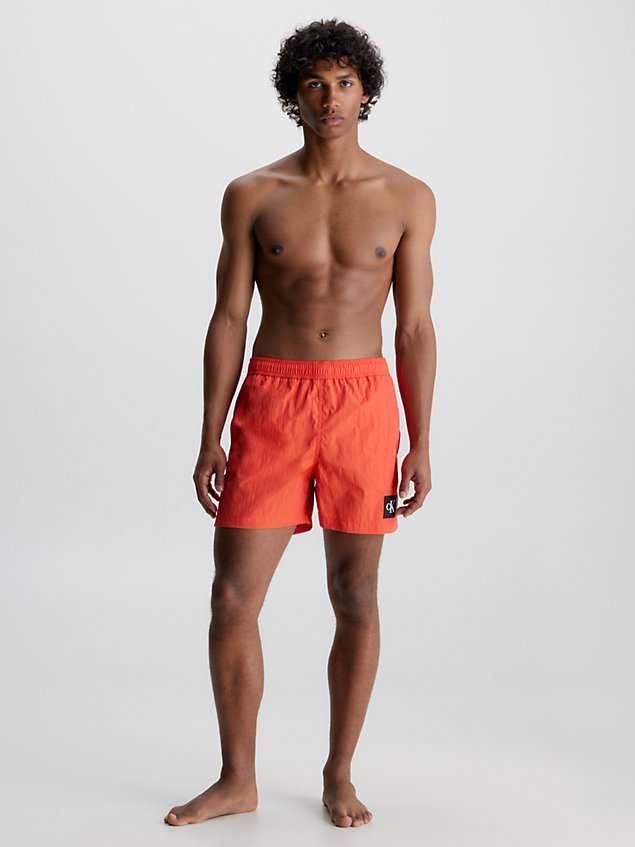 orange medium drawstring swim shorts - ck nylon for men calvin klein