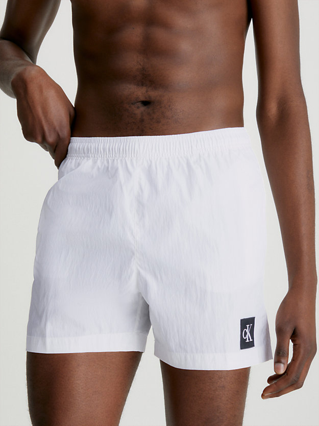 pvh classic white medium drawstring swim shorts - ck nylon for men calvin klein