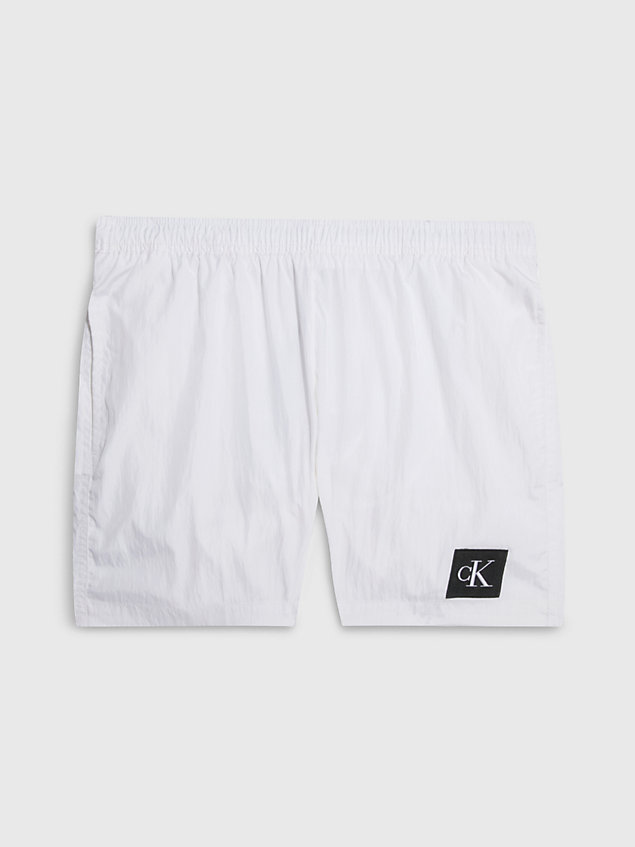 white medium drawstring swim shorts - ck nylon for men calvin klein