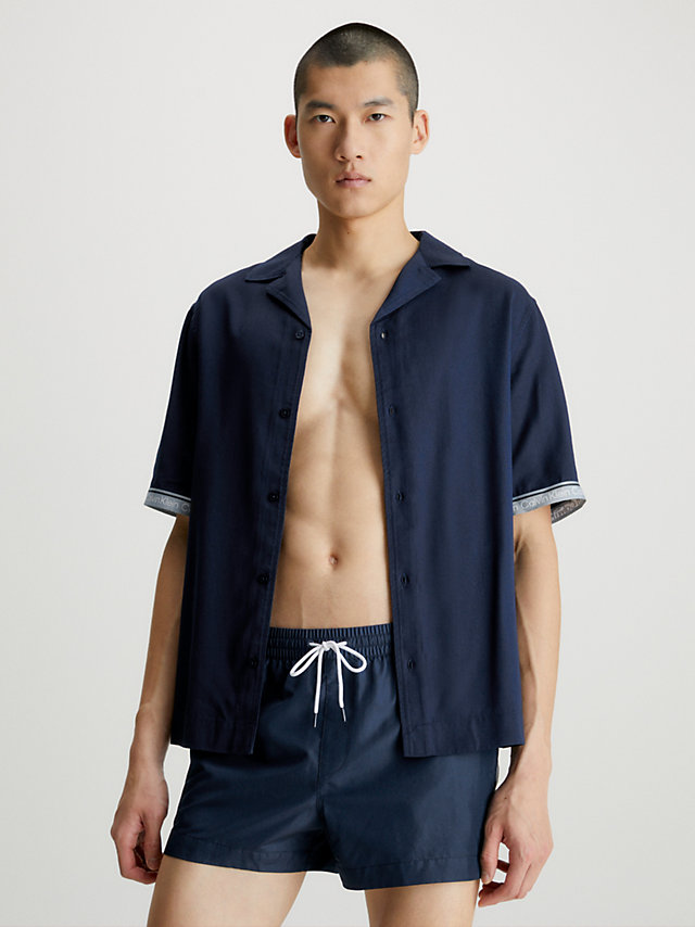 Navy Iris Beach Shirt - Logo Tape undefined men Calvin Klein