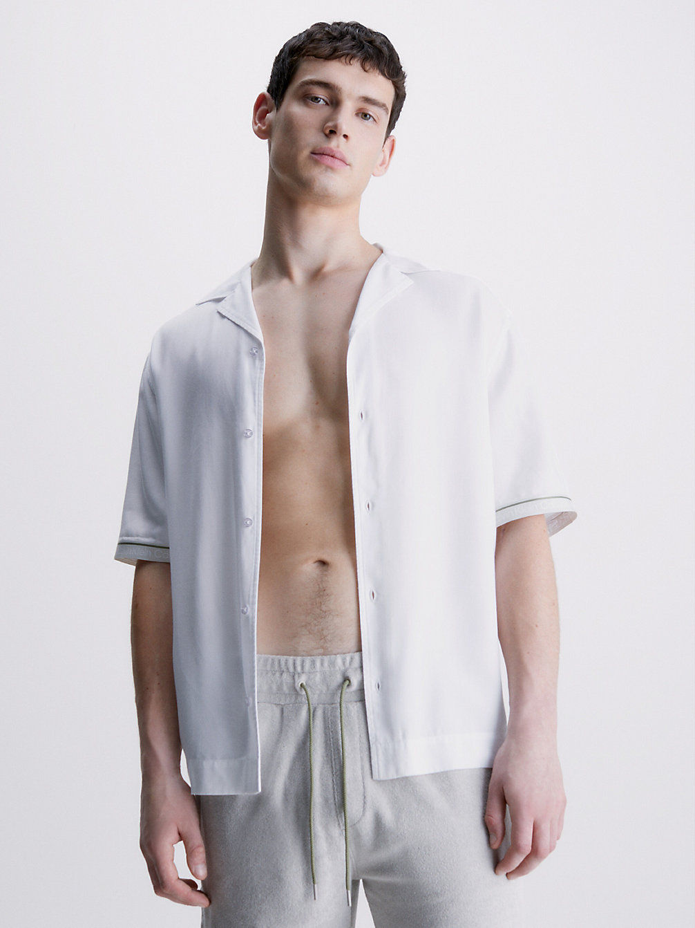 PVH CLASSIC WHITE Beach Shirt - Logo Tape undefined men Calvin Klein