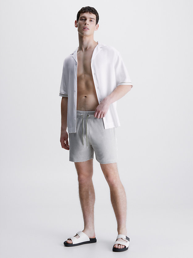 FRENCH TAUPE Towelling Beach Shorts - Logo Tape for men CALVIN KLEIN