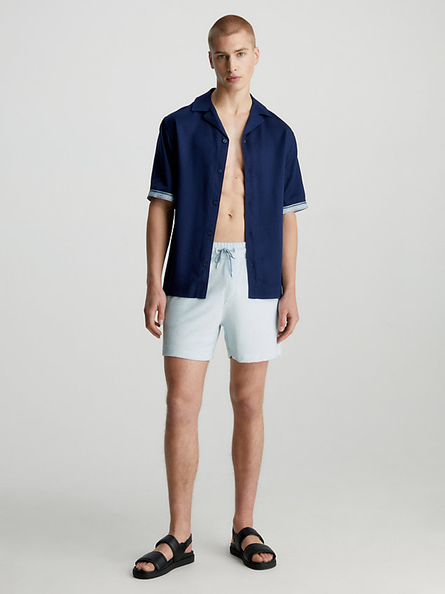 grey towelling beach shorts - logo tape for men calvin klein