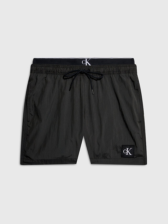 Pvh Black Double Waistband Swim Shorts - CK Nylon undefined men Calvin Klein