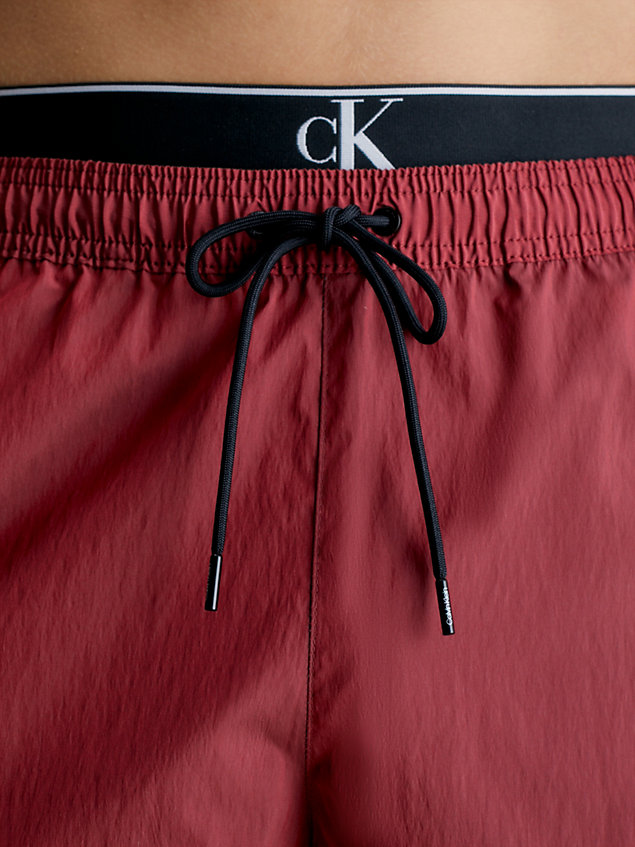 brown double waistband swim shorts - ck nylon for men calvin klein