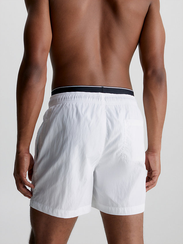pantaloncini da bagno corti con fascia in vita doppia - ck nylon white da uomo calvin klein