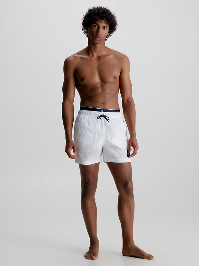 white double waistband swim shorts - ck nylon for men calvin klein
