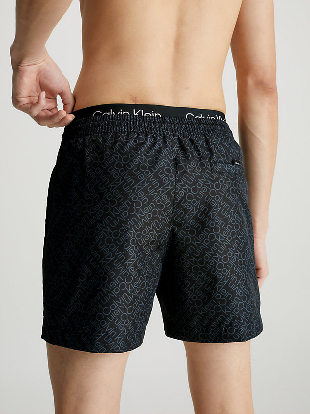 ZIGZAG LOGO GREY AOP Double Waistband Swim Shorts - Core Solids for men CALVIN KLEIN