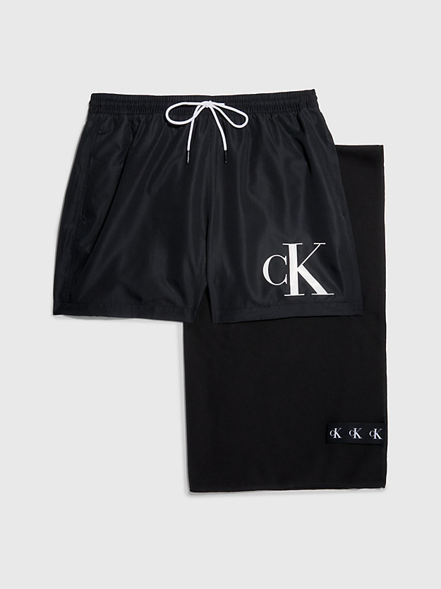 PVH BLACK Swim Shorts and Towel Gift Pack for men CALVIN KLEIN