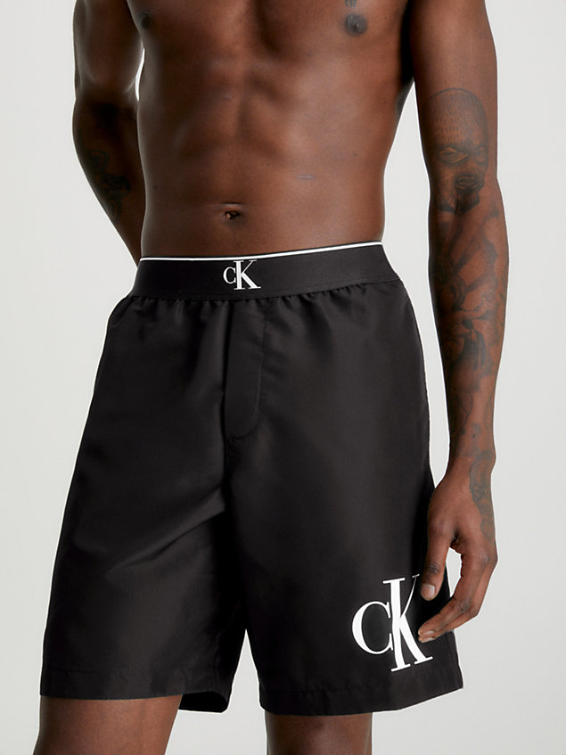 black long swim shorts - ck monogram for men calvin klein