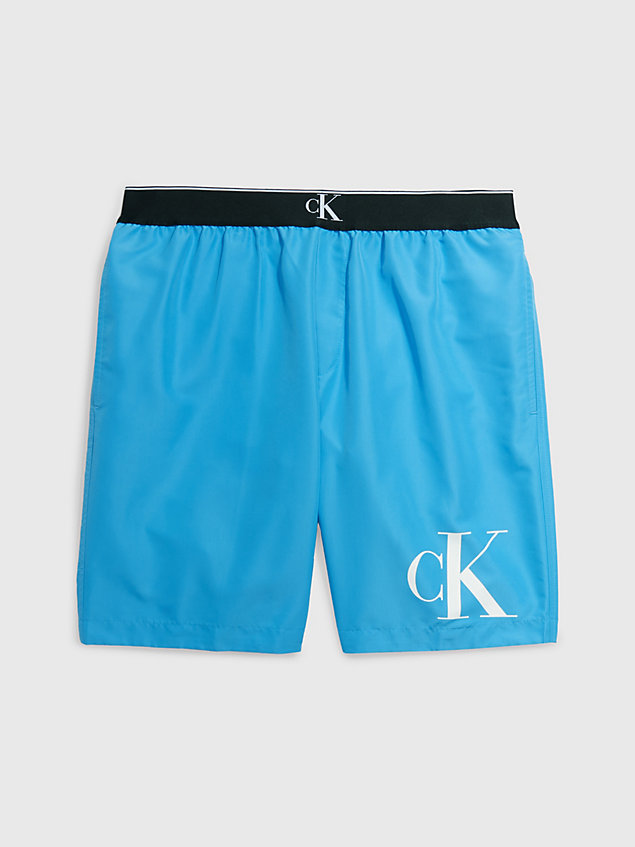 blue long swim shorts - ck monogram for men calvin klein