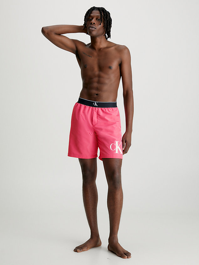 pink long swim shorts - ck monogram for men calvin klein