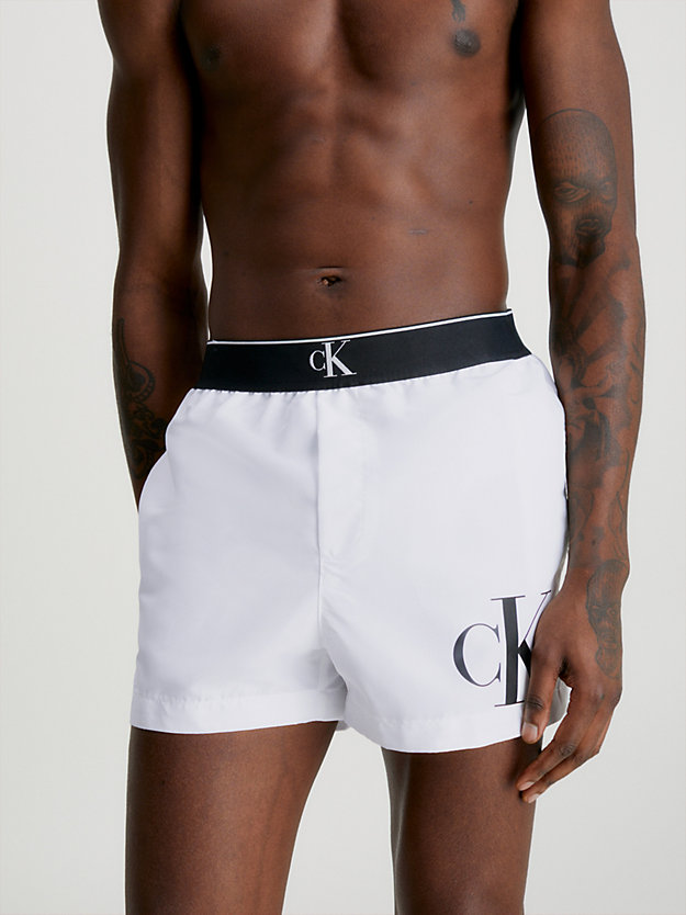 pvh classic white swim shorts - ck monogram for men calvin klein