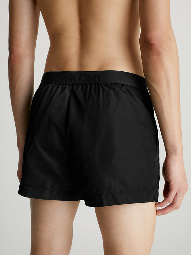 black zwemshort met tailleband met logo - core tonal voor heren - calvin klein