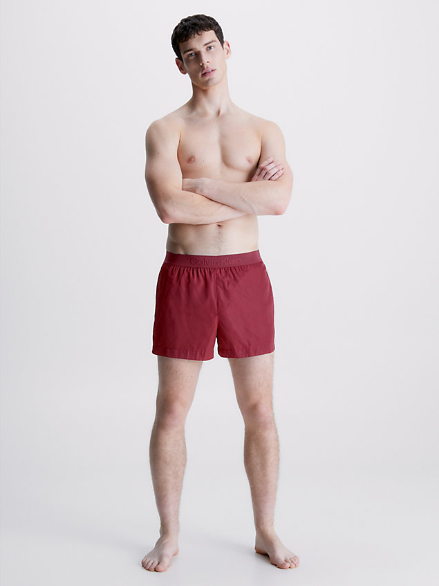 brown logo waistband swim shorts - core tonal for men calvin klein