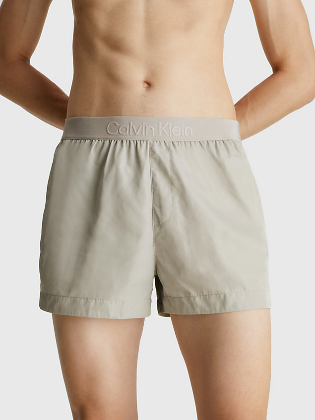 grey logo waistband swim shorts - core tonal for men calvin klein