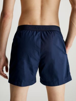 blue logo waistband swim shorts - core tonal for men calvin klein