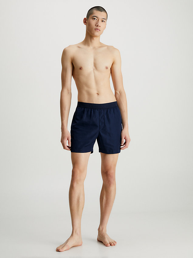 blue logo waistband swim shorts - core tonal for men calvin klein
