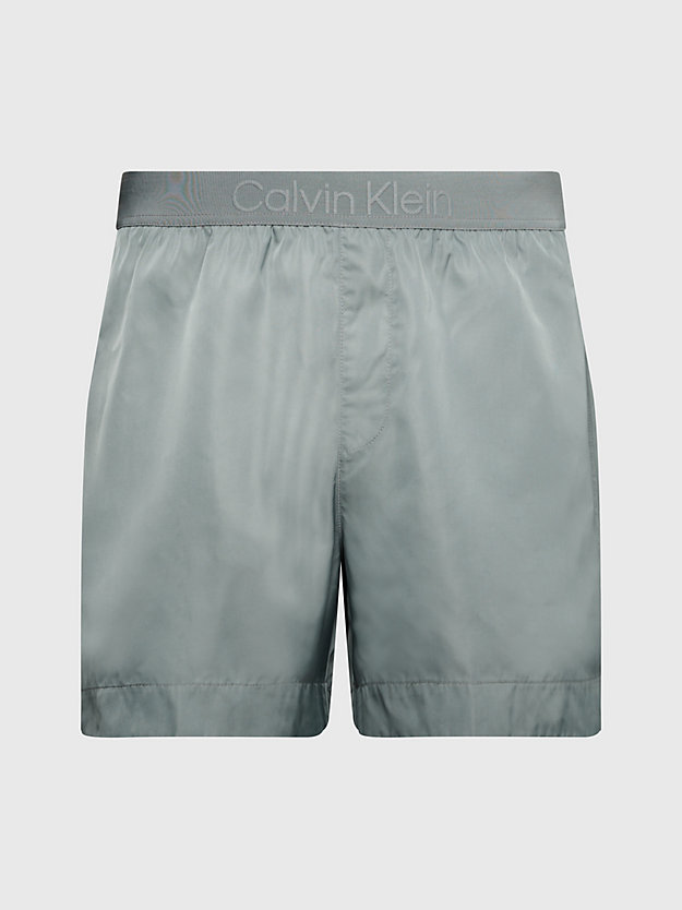 winter grey logo waistband swim shorts - core tonal for men calvin klein