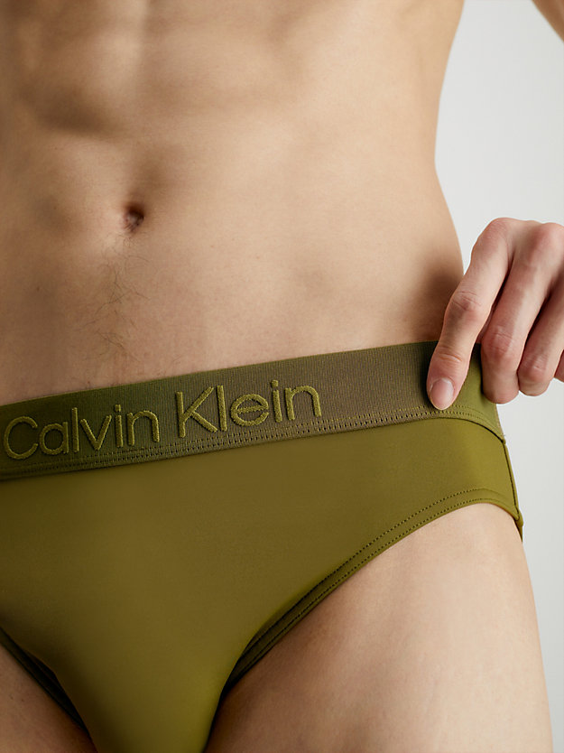 TROPICAL FERN Logo Waistband Swim Briefs - Core Tonal for men CALVIN KLEIN
