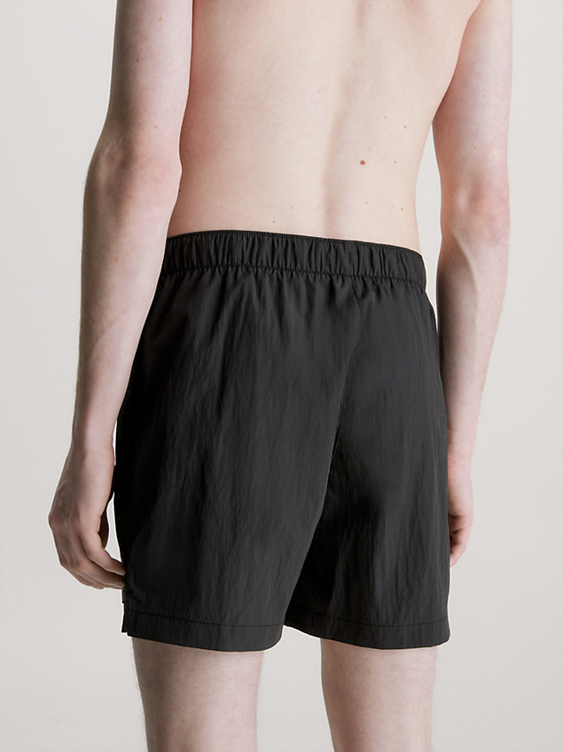 black medium zwemshort met trekkoord - ck nylon voor heren - calvin klein