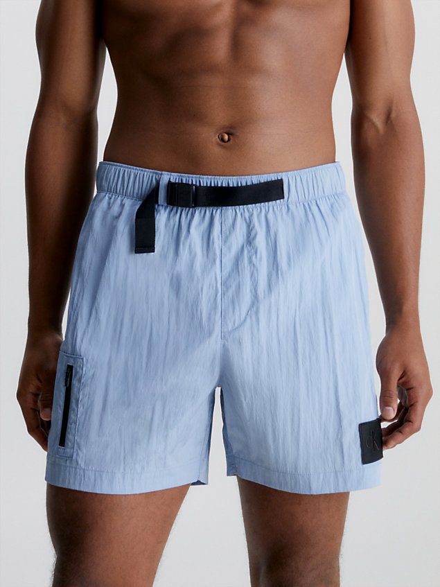 blue medium drawstring swim shorts - ck nylon for men calvin klein