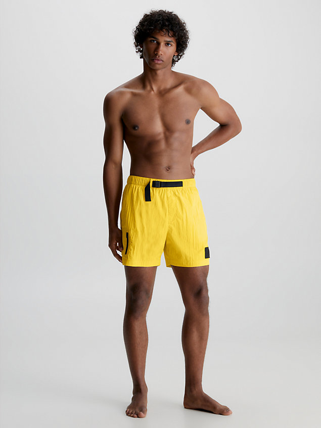 yellow medium drawstring swim shorts - ck nylon for men calvin klein