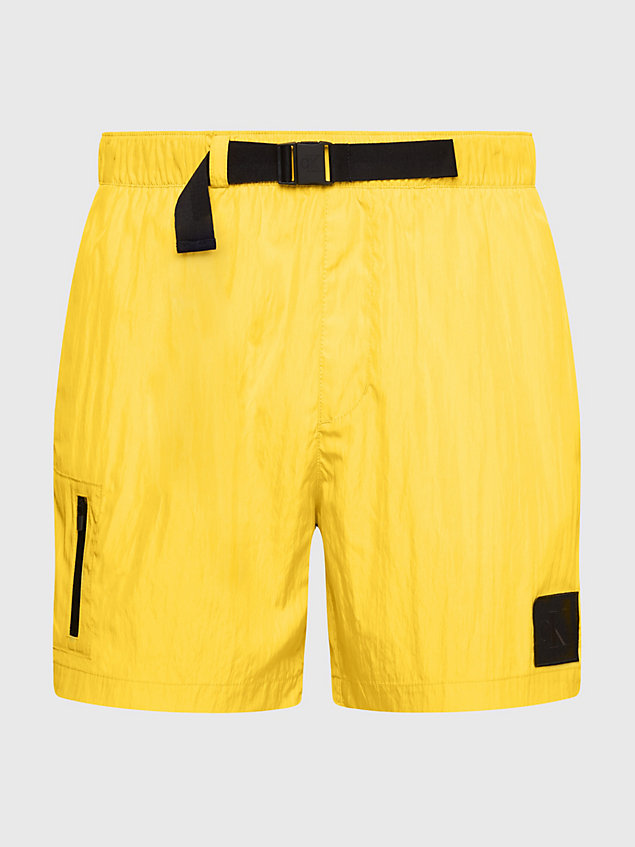 yellow medium drawstring swim shorts - ck nylon for men calvin klein