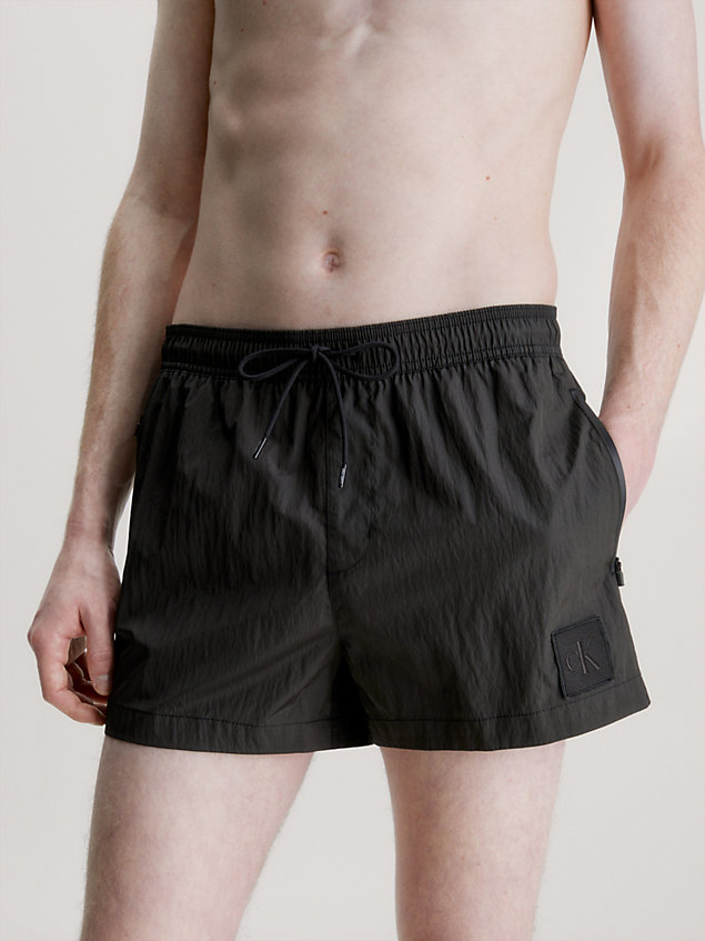pantaloncini da bagno con cordoncino corto - ck nylon black da uomo calvin klein