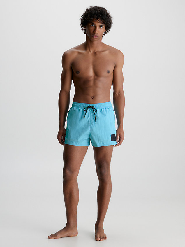 blue short drawstring swim shorts - ck nylon for men calvin klein