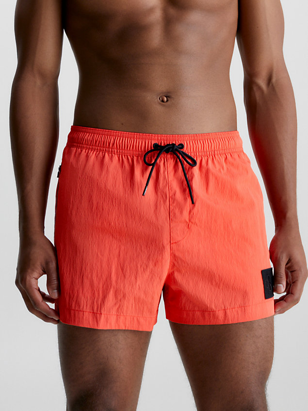 orange short drawstring swim shorts - ck nylon for men calvin klein