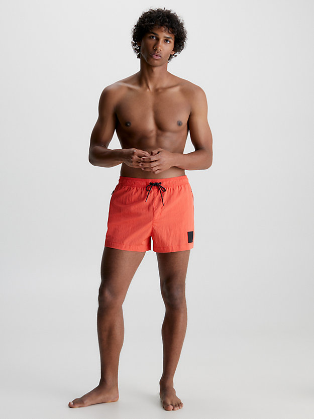 BRIGHT VERMILLION Short Drawstring Swim Shorts - CK Nylon for men CALVIN KLEIN