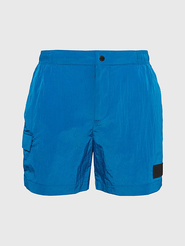blue medium cargo swim shorts - ck soft utility for men calvin klein