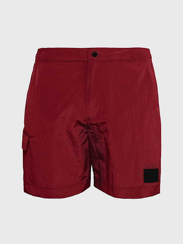 red medium cargo swim shorts - ck soft utility for men calvin klein