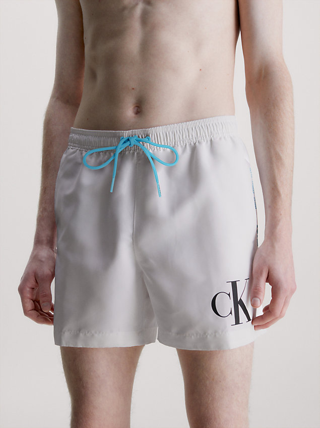 white medium drawstring swim shorts - ck monogram for men calvin klein