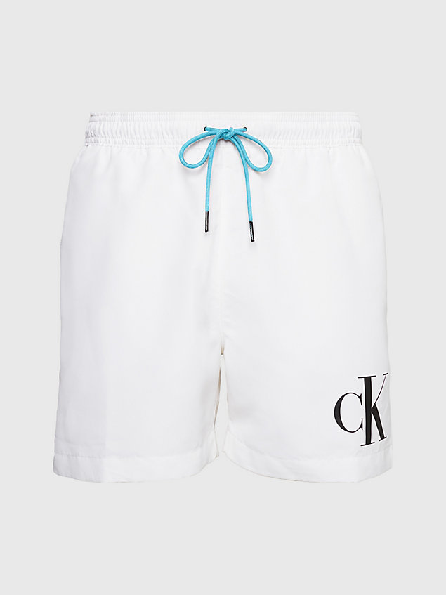 pantaloncini da bagno con cordoncino medio - ck monogram white da uomo calvin klein