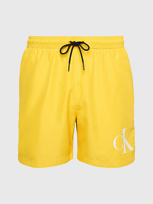 yellow medium drawstring swim shorts - ck monogram for men calvin klein