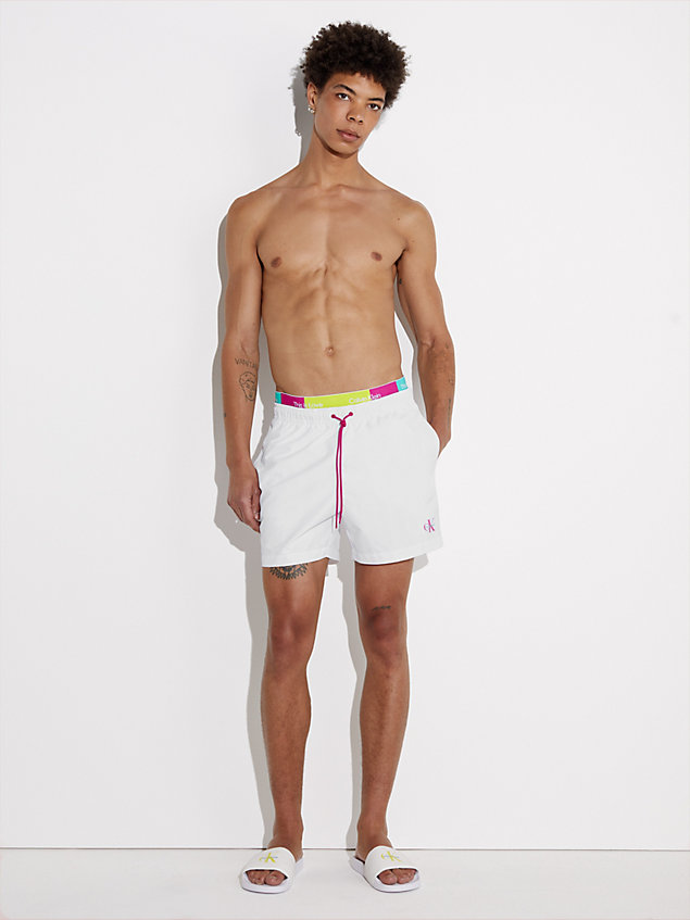 white double waistband swim shorts - pride for men calvin klein