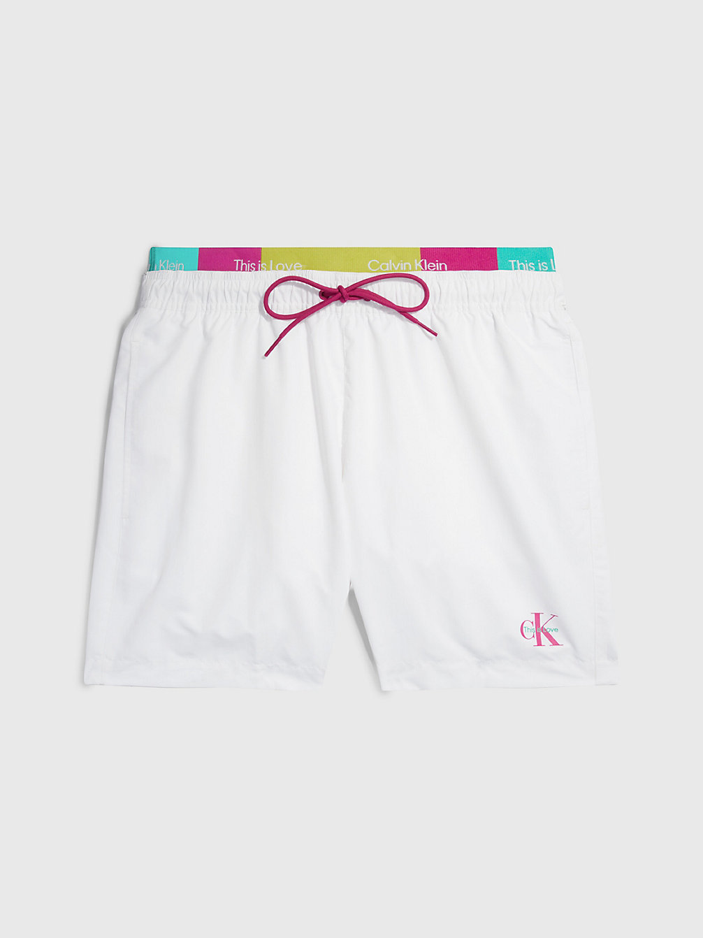 PVH CLASSIC WHITE Double Waistband Swim Shorts - Pride undefined men Calvin Klein