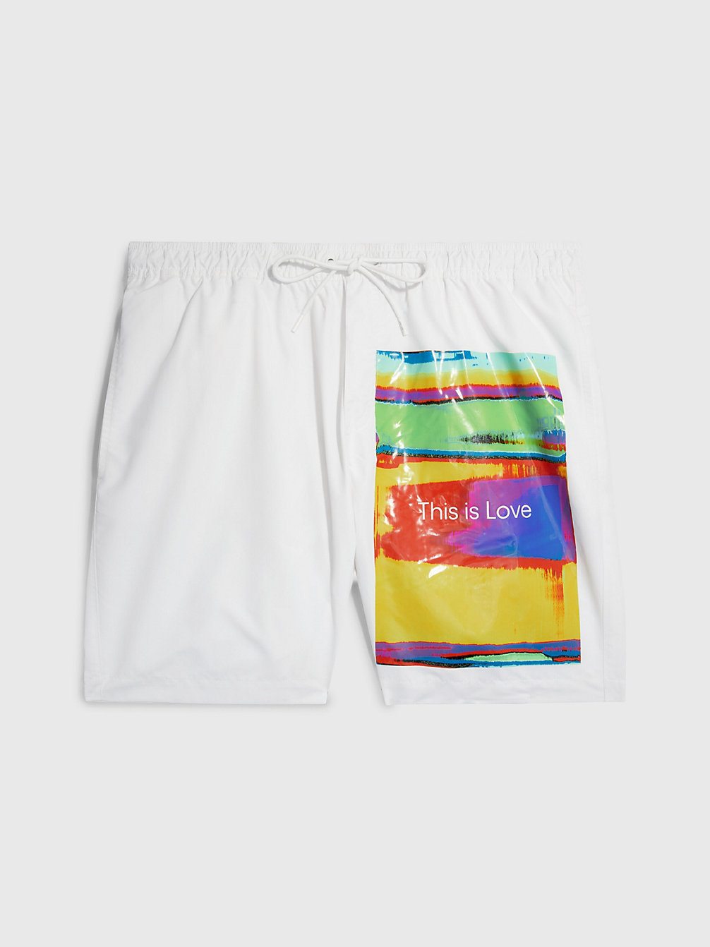 PVH WHITE Long Drawstring Swim Shorts - Pride undefined men Calvin Klein