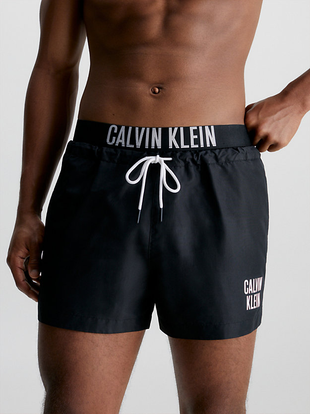 PVH BLACK Double Waistband Swim Shorts - Intense Power for men CALVIN KLEIN