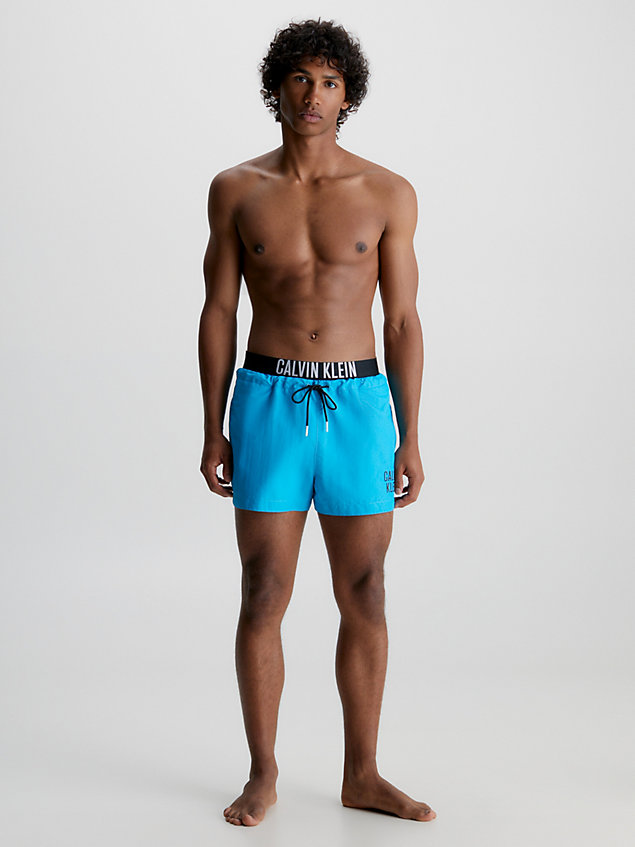 blue double waistband swim shorts - intense power for men calvin klein