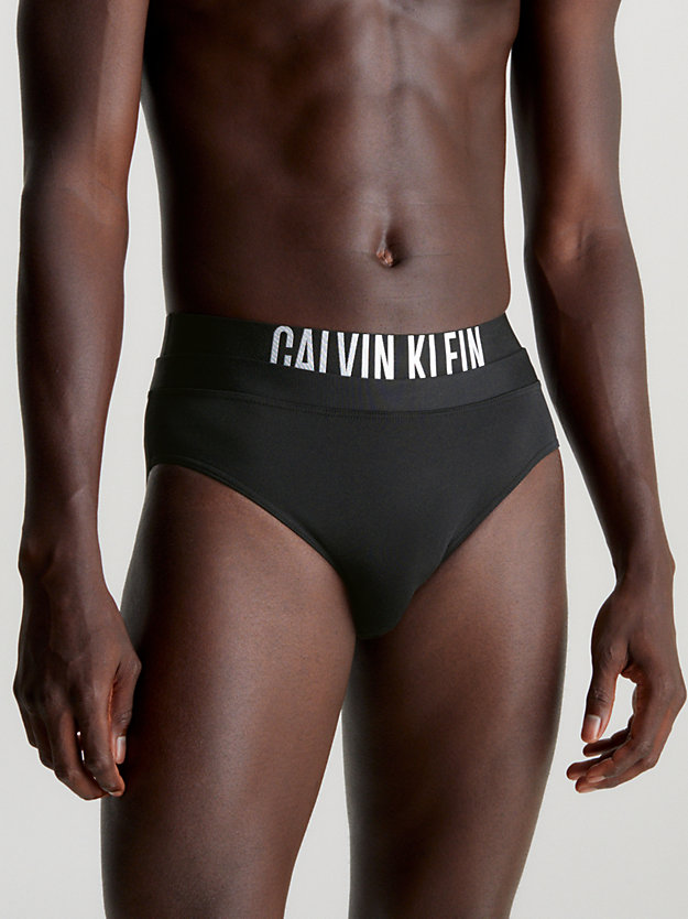 PVH BLACK Double Waistband Swim Briefs - Intense Power for men CALVIN KLEIN