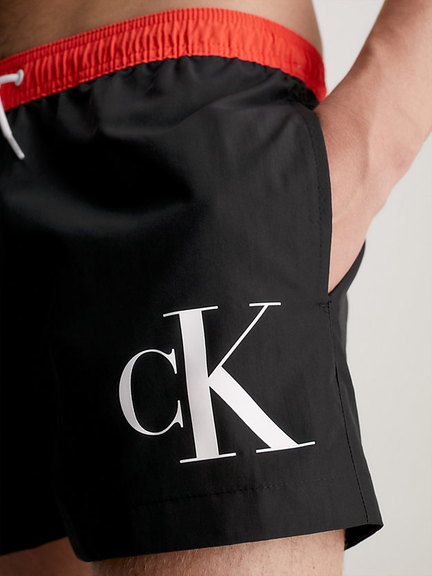Kurze Badeshorts mit Kordelzug - CK Monogram Calvin Klein® | KM0KM00901BEH
