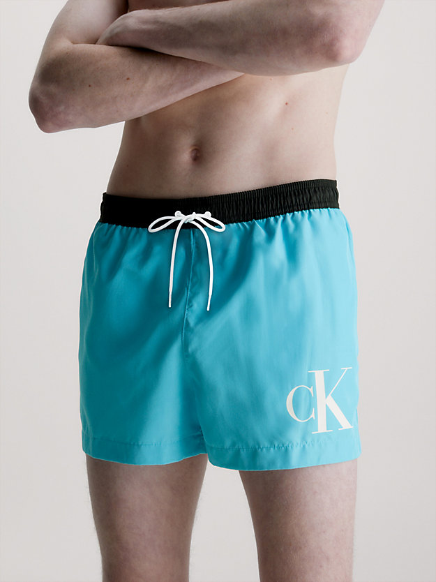 BLUE TIDE Short Drawstring Swim Shorts - CK Monogram for men CALVIN KLEIN